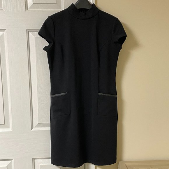 Liz Claiborne Petite High-Neck Cap-Sleeve Black Dress - Picture 1 of 14